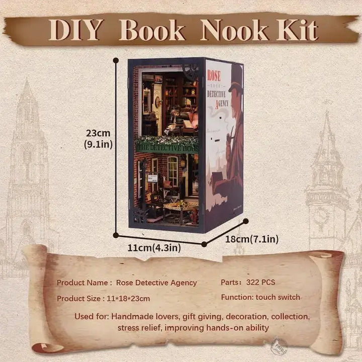 CUTEBEE ROSE DETECTIVE AGENCY DIY BOOK NOOK KITS - Diy book nook kit